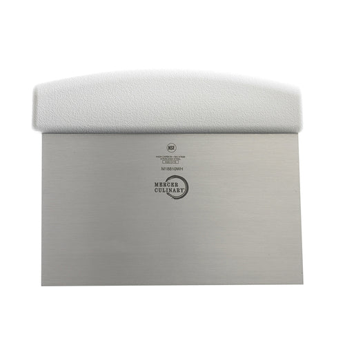 Mercer Culinary M18810WH Dough Cutter/Scraper w/ White Polypropylene Handle - 6" x 3", High Carbon Japanese Steel-cityfoodequipment.com