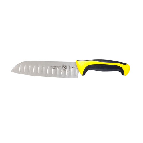 Mercer Culinary M22707YL 7" Santoku Knife w/ High Carbon Japanese Steel Blade & Yellow Santoprene™/Polypropylene Handle-cityfoodequipment.com