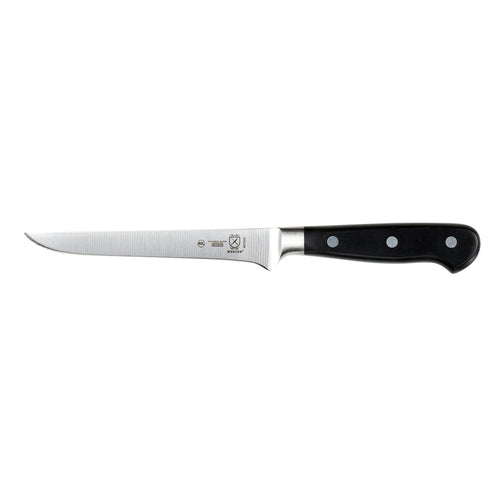 Mercer Culinary M23550 6" Stiff Boning Knife - Black Ergonomic Delrin™ Handle, High-Carbon German Steel-cityfoodequipment.com