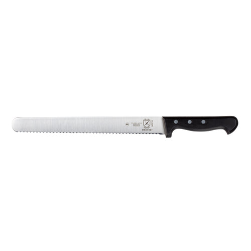 Mercer Culinary M23710 10" Wavy Slicer Knife w/ Black Ergonomic Delrin™ Handle, High-Carbon German Steel-cityfoodequipment.com