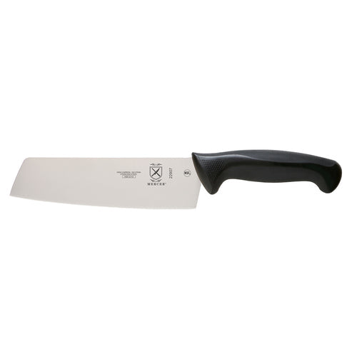 Mercer Culinary M22907 7" Nakiri Vegetable Knife w/ Black Santoprene™/Polypropylene Handle, High Carbon Japanese Steel-cityfoodequipment.com