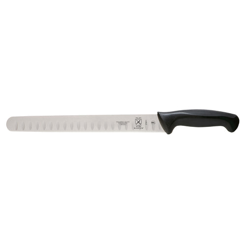 Mercer Culinary M23011 11" Granton Slicer Knife w/ Black Santoprene™/Polypropylene Handle, High Carbon Japanese Steel-cityfoodequipment.com