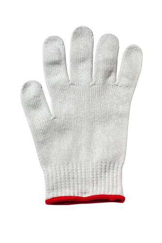 Mercer Culinary M33413S Small Cut Resistant Glove - Stainless Steel Reinforced, White w/ Red Cuff-cityfoodequipment.com