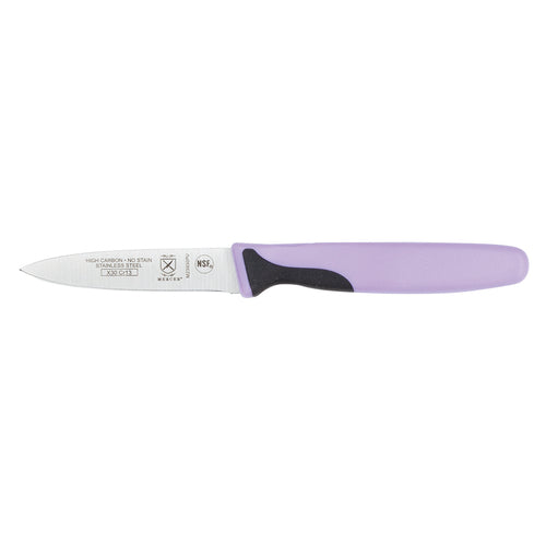 Mercer Culinary M23930PU 3" Paring Knife w/ Purple Santoprene™/Polypropylene Handle, High Carbon Japanese Steel-cityfoodequipment.com