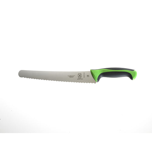 Mercer Culinary M23210GR 10" Bread Knife w/ Green Santoprene™/Polypropylene Handle, High Carbon Japanese Steel-cityfoodequipment.com