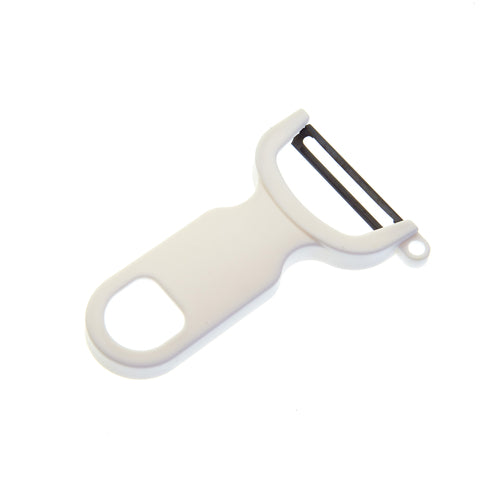 Mercer Culinary M33071WHB "Y" Peeler w/ Straight Edge, Ergonomic Polypropylene Handle, White-cityfoodequipment.com