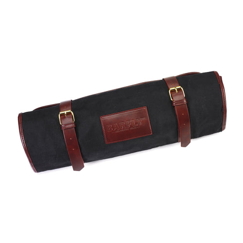 Barfly Mixology Gear Roll - Waxed Canvas & Leather, Black (M30930)-cityfoodequipment.com