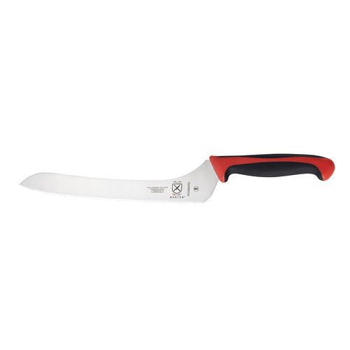 Mercer Culinary M23890RD 9" Bread Knife w/ Red Santoprene™/Polypropylene Handle, High Carbon Japanese Steel-cityfoodequipment.com