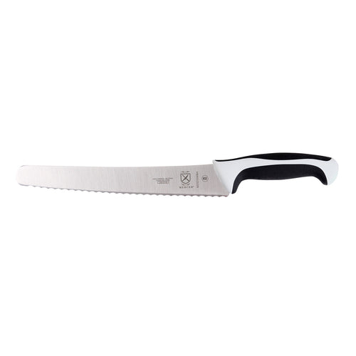 Mercer Culinary M23210WBH 10" Bread Knife w/ White Santoprene™/Polypropylene Handle, High Carbon Japanese Steel-cityfoodequipment.com