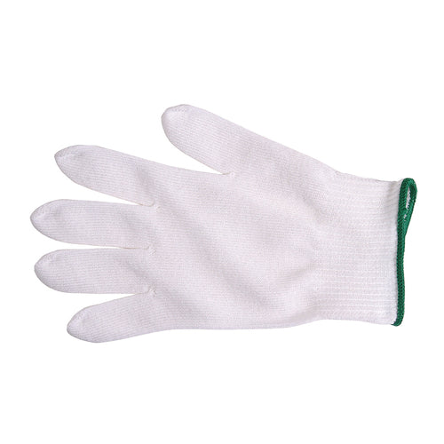 Mercer Culinary M33411M Medium Cut Resistant Glove - Polyethylene Reinforced Knit, White w/ Green Cuff-cityfoodequipment.com