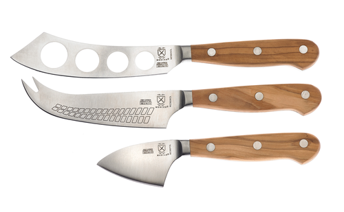 Mercer Culinary M23608OL 3 Piece Cheese Knife Set w/ Olive Wood Handle, High Carbon German Steel-cityfoodequipment.com
