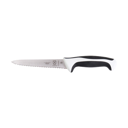 Mercer Culinary M23406WBH 6" Utility Knife w/ White Santoprene™/Polypropylene Handle, High Carbon Japanese Steel-cityfoodequipment.com