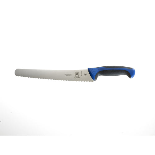Mercer Culinary M23210BL 10" Bread Knife w/ Blue Santoprene™/Polypropylene Handle, High Carbon Japanese Steel-cityfoodequipment.com