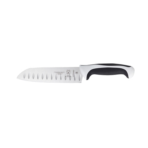 Mercer Culinary M22707WBH 7" Santoku Knife w/ High Carbon Japanese Steel Blade & White Santoprene™/Polypropylene Handle-cityfoodequipment.com