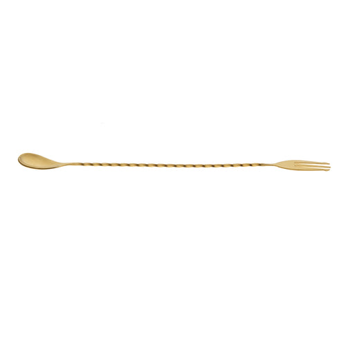 Barfly 12 3/8" Bar Spoon w/ Fork End, Gold (M37015GD)-cityfoodequipment.com