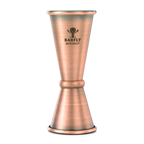 Barfly Double Japanese Style Jigger - 1 oz & 1 1/2 oz, Antique Copper (M37003ACP)-cityfoodequipment.com