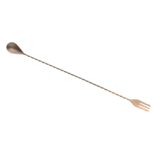 Barfly 15 3/4" Bar Spoon w/ Fork End, Antique Copper (M37016ACP)-cityfoodequipment.com