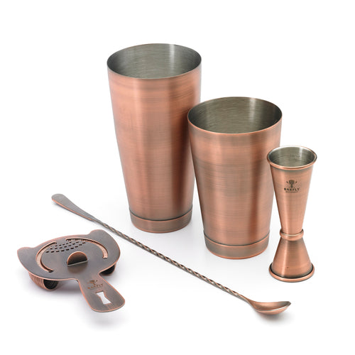 Barfly 5-Piece Cocktail Shaker Set - Antique Copper (M37101ACP)-cityfoodequipment.com