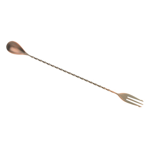 Barfly 12 3/8" Bar Spoon w/ Fork End, Antique Copper (M37015ACP)-cityfoodequipment.com