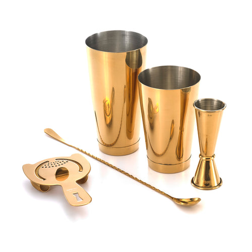 Barfly 5-Piece Cocktail Shaker Set - Gold (M37101GD)-cityfoodequipment.com