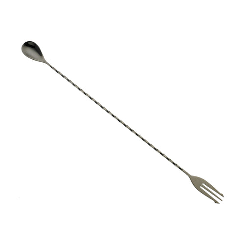 Barfly 15 3/4" Bar Spoon w/ Fork End, Gun Metal Black (M37016BK)-cityfoodequipment.com