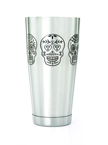 Barfly 28 oz Bar Cocktail Shaker w/ Etched Skulls, Mirror Finish (M37008SKU)-cityfoodequipment.com