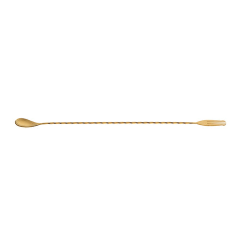 Barfly 15 3/4" Bar Spoon w/ Fork End, Gold (M37016GD)-cityfoodequipment.com