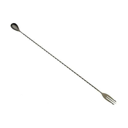 Barfly 19 5/8" Bar Spoon w/ Fork End, Gun Metal Black (M37017BK)-cityfoodequipment.com