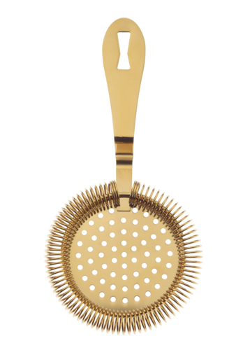 Barfly 7 1/4" Deluxe Antique Hawthorne Bar Strainer - Stainless Steel, Gold (M37218GD)-cityfoodequipment.com