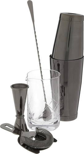 Barfly 5-Piece Cocktail Mixing Set - Gun Metal Black (M37131BK)-cityfoodequipment.com