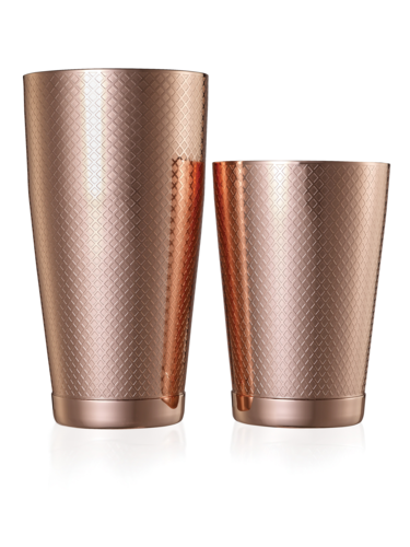 Barfly 28 oz & 18 oz Diamond Lattice Stainless Bar Cocktail Shaker Set, Copper (M37200CP)-cityfoodequipment.com
