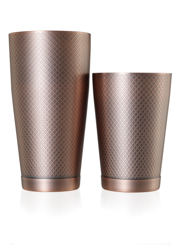 Barfly 28 oz & 18 oz Diamond Lattice Stainless Bar Cocktail Shaker Set, Antique Copper (M37200ACP)-cityfoodequipment.com
