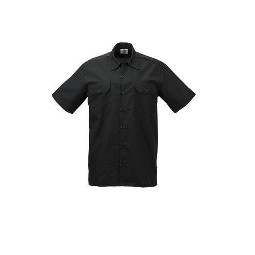 Mercer Culinary M60250BKS Metro Edge™ Brewer Work Shirt w/ Short Sleeves - Poly/Cotton, Black, Small-cityfoodequipment.com