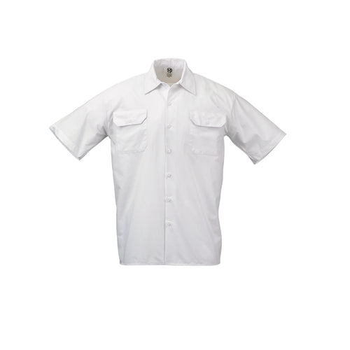 Mercer Culinary M60250WH1X Metro Edge™ Brewer Work Shirt w/ Short Sleeves - Poly/Cotton, White, X-Large-cityfoodequipment.com