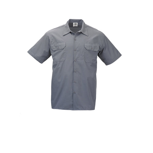 Mercer Culinary M60250GY2X Metro Edge™ Brewer Work Shirt w/ Short Sleeves - Poly/Cotton, Gray, 2X-cityfoodequipment.com