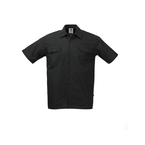 Mercer Culinary M60250BK3X Metro Edge™ Brewer Work Shirt w/ Short Sleeves - Poly/Cotton, Black, 3X-cityfoodequipment.com