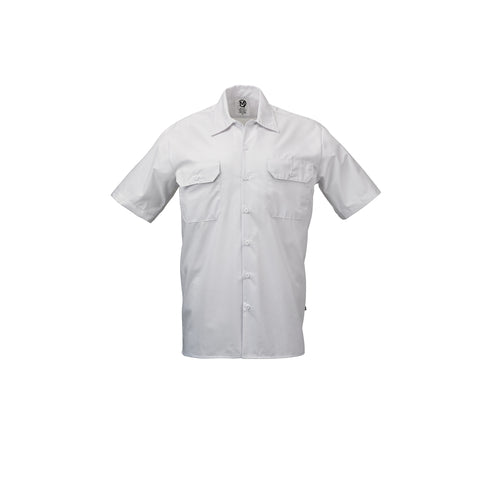 Mercer Culinary M60250WHXS Metro Edge™ Brewer Work Shirt w/ Short Sleeves - Poly/Cotton, White, X-Small-cityfoodequipment.com