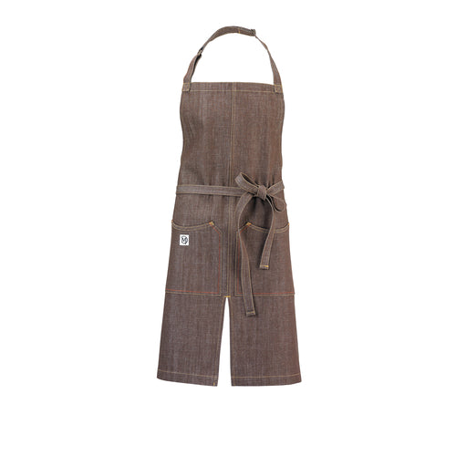 Mercer Culinary M63203BRN Full Length Bib Apron w/ (2) Pockets - 30" x 34", Cotton, Brown-cityfoodequipment.com