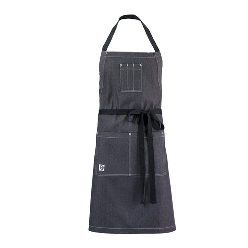 Mercer Culinary M63206DEN Full Length Bib Apron w/ (3) Pockets - 34" x 29 3/4", Cotton, Charcoal Gray-cityfoodequipment.com