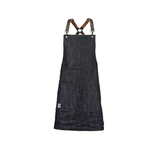 Mercer Culinary M63208DENBR Full Length Bib Apron w/ (5) Pockets - 30 1/2" x 25", Cotton, Black-cityfoodequipment.com