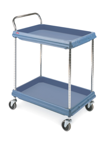 Metro BC2030-2DMB 2 Level Plastic Utility Cart w/ 400 lb Capacity, Raised Ledges-cityfoodequipment.com