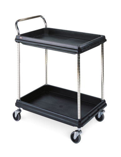 Metro BC2636-2DBL 2 Level Plastic Utility Cart W/ 400 Lb Capacity, Raised Ledges-cityfoodequipment.com