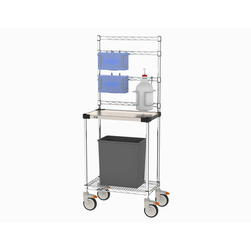 Metro CR142454-SNST Mobile Sanitizer Station W/ (2) Glove Box Holders & (2) Sanitizer Holders, Stainless Steel-cityfoodequipment.com