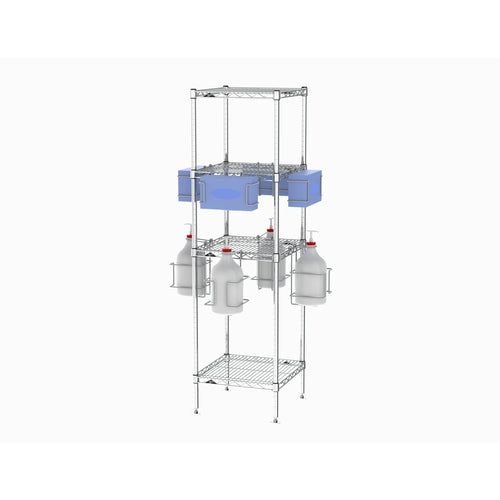 Metro CR181863-PPET 4 Shelf PPE Tree W/ (4) Glove Box Holders & (8) Sanitizer Holders, Stainless Steel-cityfoodequipment.com