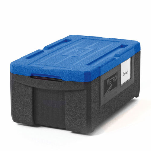 Metro ML180-BU Mightylite® Insulated Food Carrier W/ (3) Pan Capacity, Black W/ Blue Lid-cityfoodequipment.com