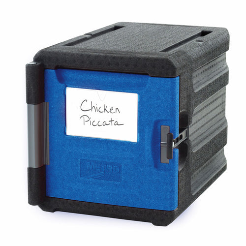 Metro ML300-BU Mightylite® Insulated Food Carrier W/ (4) Pan Capacity, Black W/ Blue Lid-cityfoodequipment.com