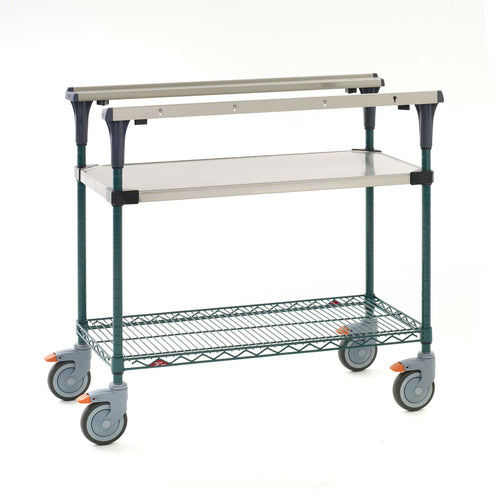 Metro MS1824-FSNK 2 Level Mobile Prepmate® Multistation W/ Solid/wire Shelving - 26"L X 19 2/5"W X 39 1/8"H-cityfoodequipment.com