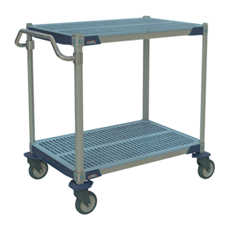 Metro MXUC2436G-25 2 Level Polymer Utility Cart w/ 900 lb Capacity, Flat Ledges-cityfoodequipment.com