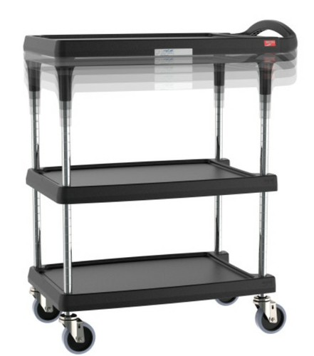 Metro MY1627-34BL-PL 3 Level Polymer Utility Cart W/ 400 Lb Capacity, Marine Ledges-cityfoodequipment.com