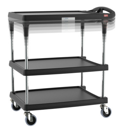Metro MY2030-34BL-PL 3 Level Polymer Utility Cart W/ 400 Lb Capacity, Marine Ledges-cityfoodequipment.com